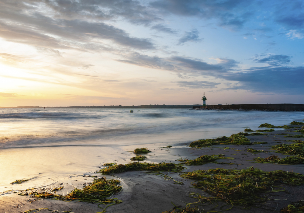 Strand von Travemünde bei Sonnenuntergang